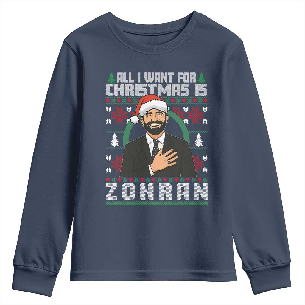 Zohran Mamdani Christmas Youth Sweatshirt All I Want For Xmas Is New York City - Wonder Print Shop
