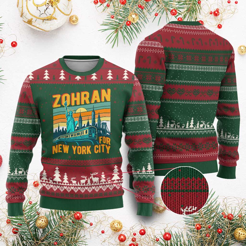 Zohran Mamdani NYC Mayor Ugly Christmas Sweater - Wonder Print Shop