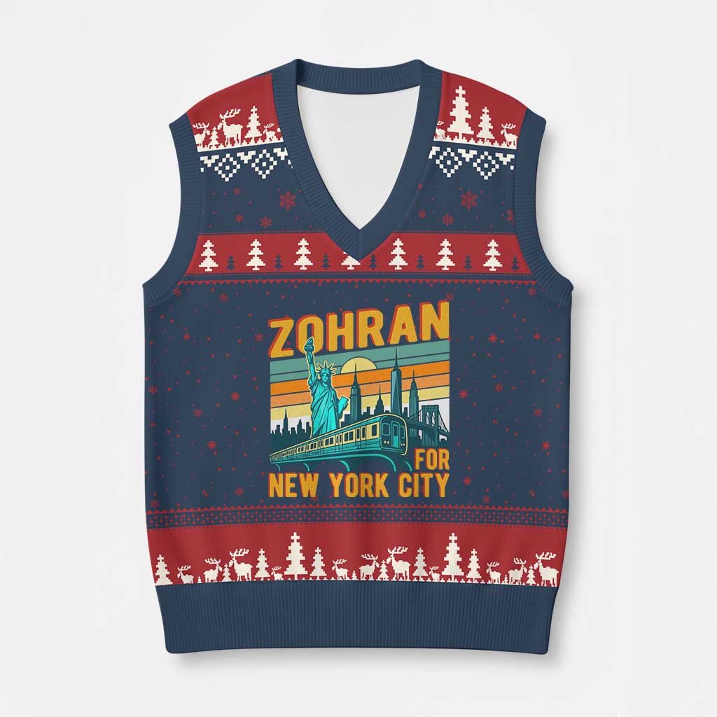 Zohran Mamdani NYC Mayor V-Neck Knit Sweater Vest - Wonder Print Shop