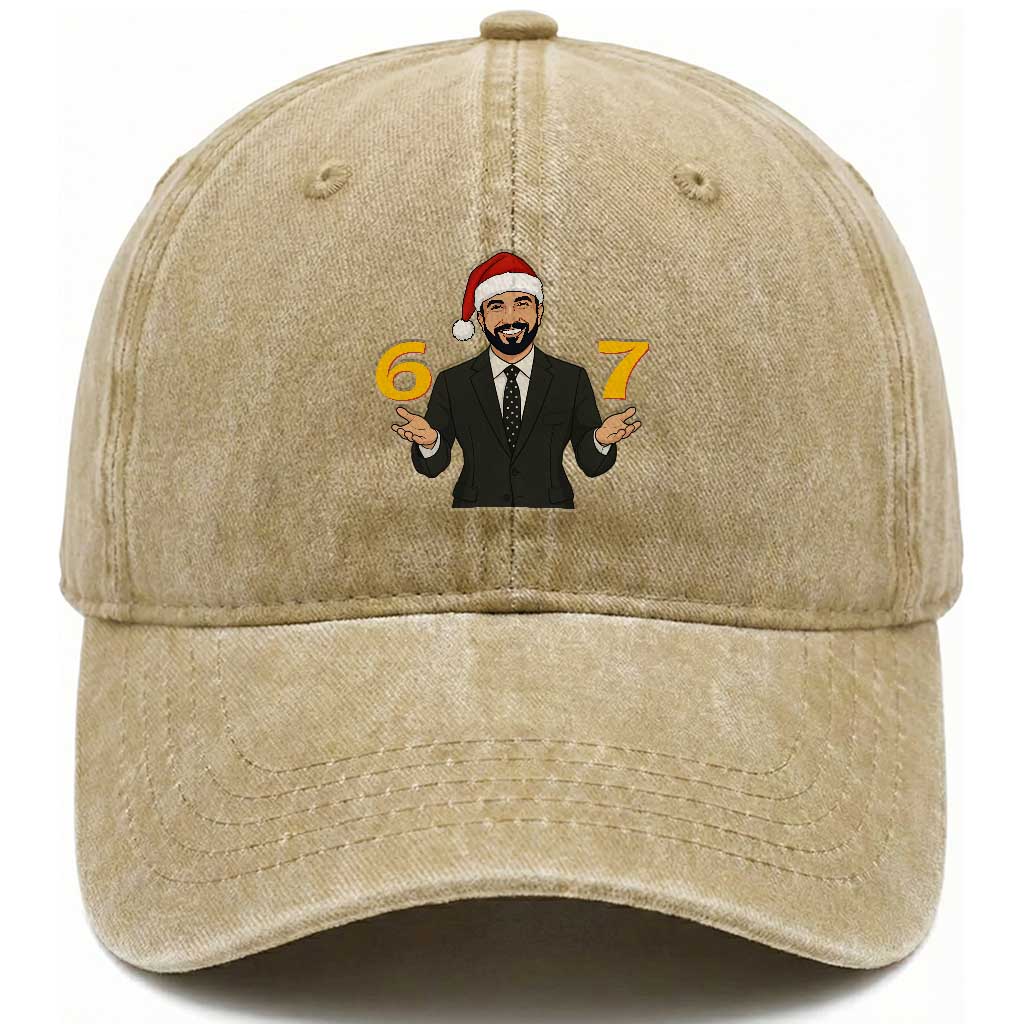 67 Six Seven Zohran Mamdani Christmas Washed Cotton Baseball Cap