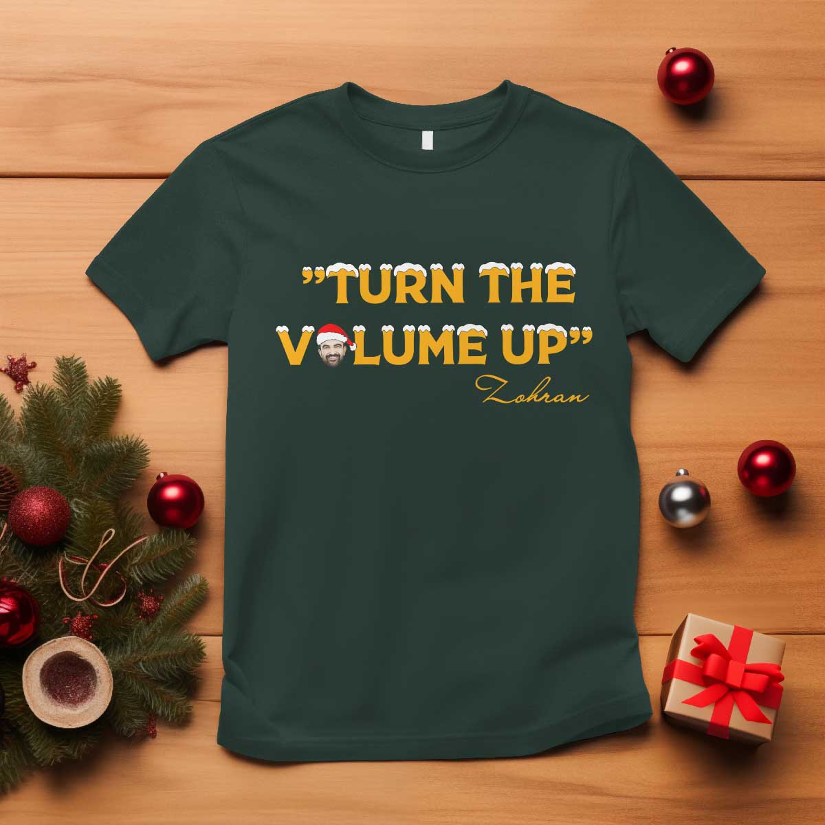 Turn The Volume Up T Shirt Zohran Mamdani Christmas - Wonder Print Shop