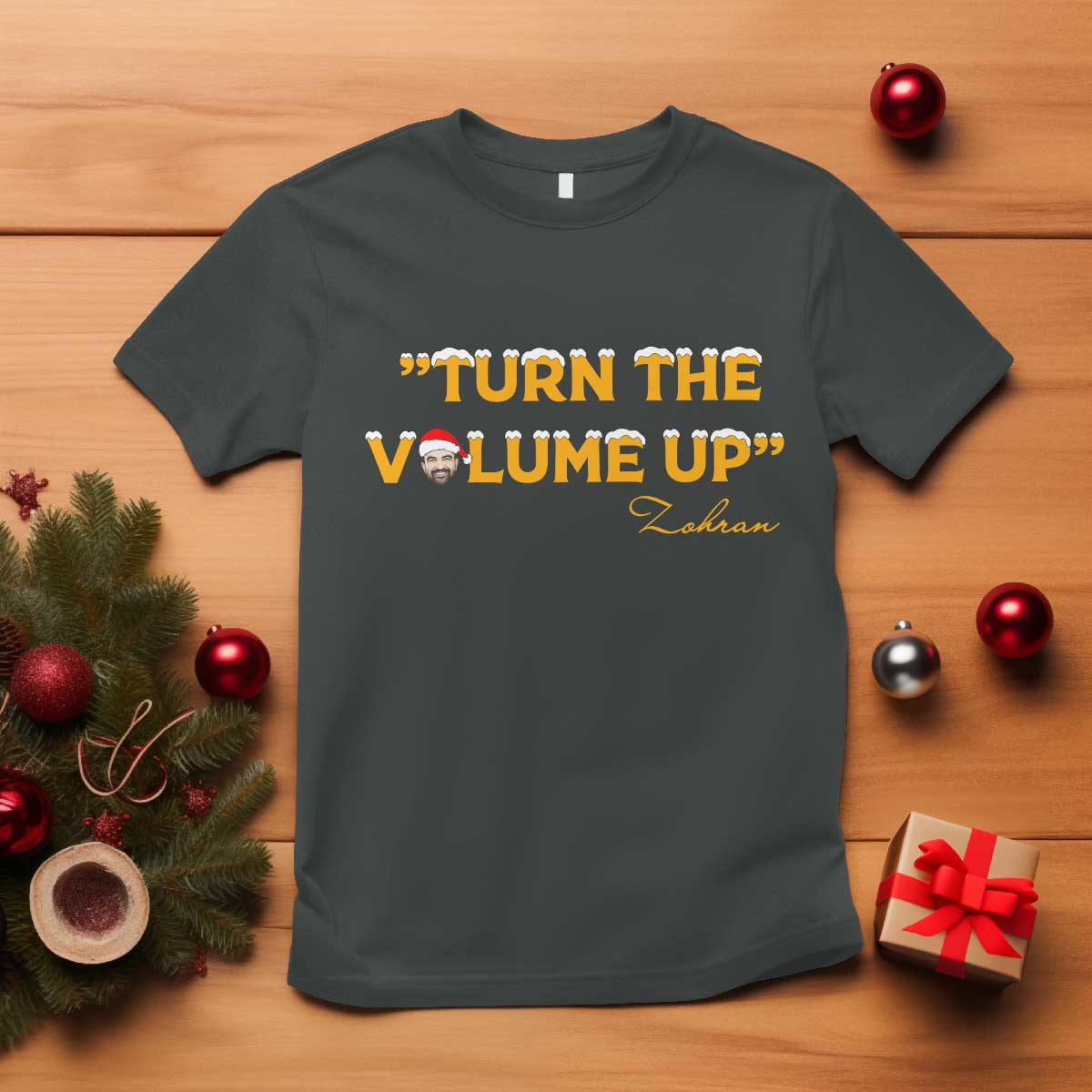 Turn The Volume Up T Shirt Zohran Mamdani Christmas - Wonder Print Shop