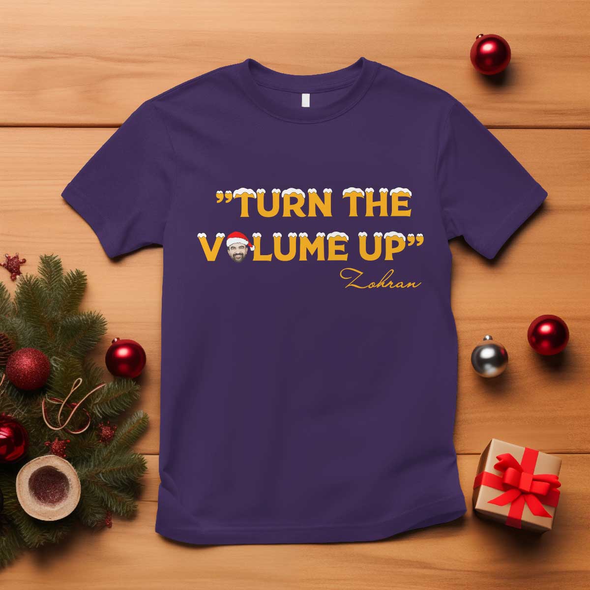 Turn The Volume Up T Shirt Zohran Mamdani Christmas - Wonder Print Shop