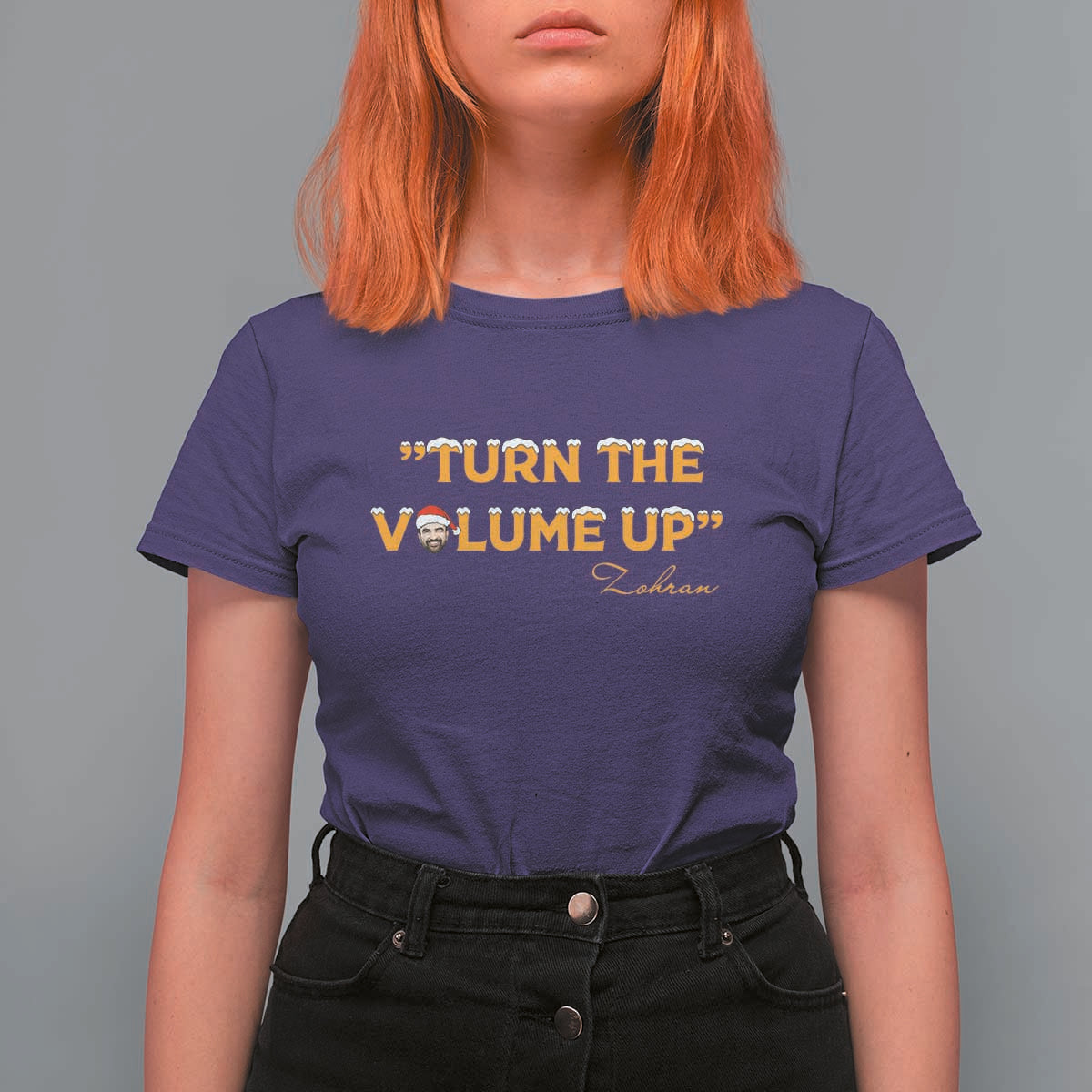 Turn The Volume Up T Shirt For Women Zohran Mamdani Christmas - Wonder Print Shop