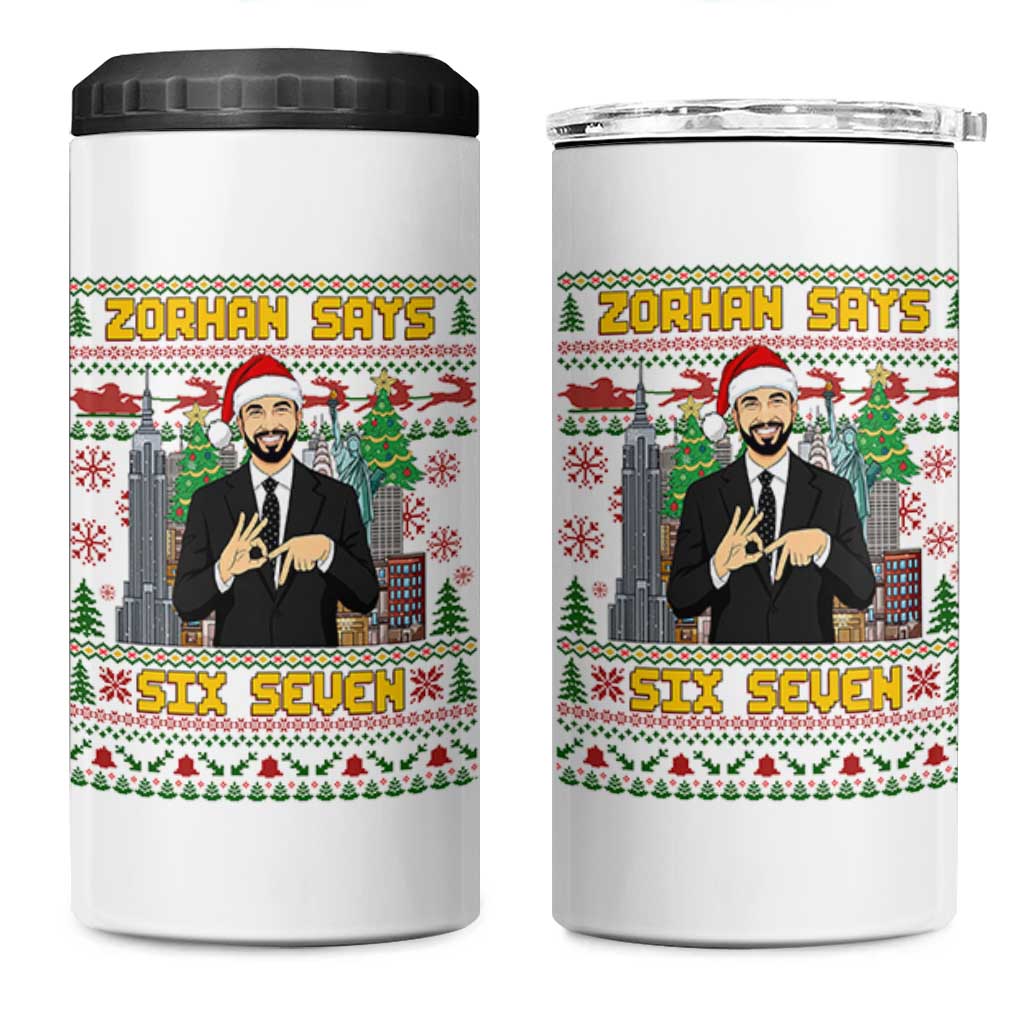 67 Six Seven Zohran Mamdani Christmas 4 in 1 Can Cooler Tumbler Progressive Democrats - Wonder Print Shop