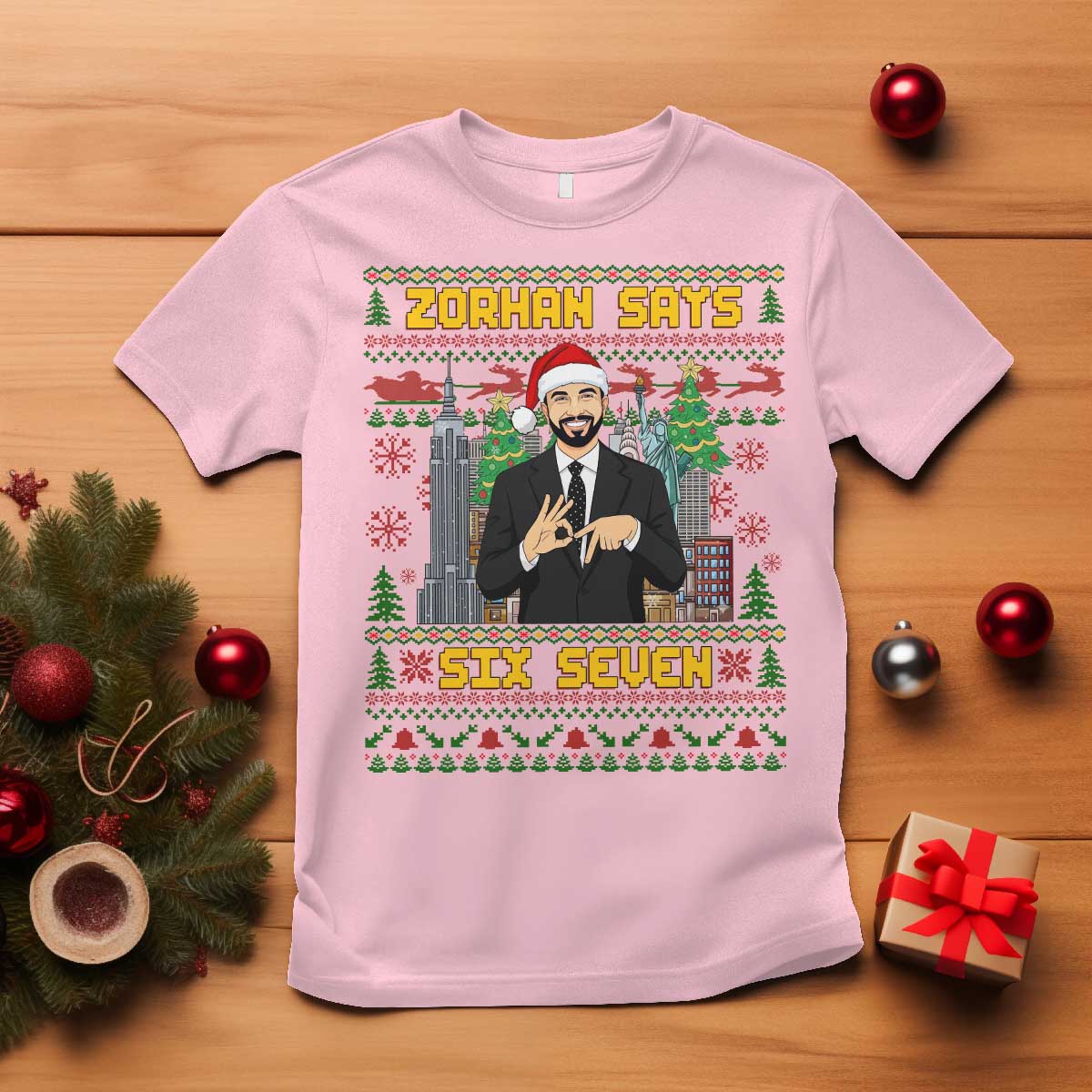 67 Six Seven Zohran Mamdani Christmas T Shirt Progressive Democrats - Wonder Print Shop