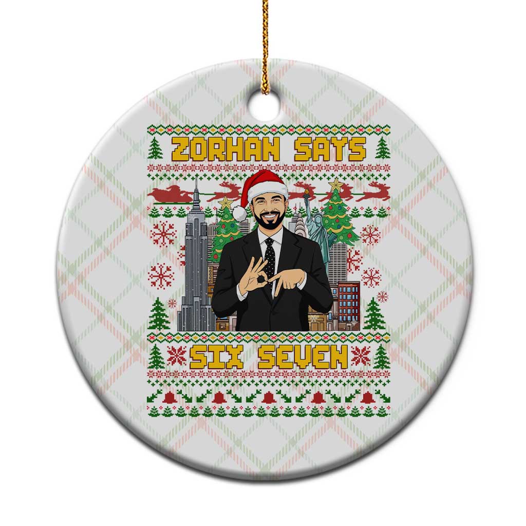 67 Six Seven Zohran Mamdani Christmas Ceramic Ornament Progressive Democrats - Wonder Print Shop