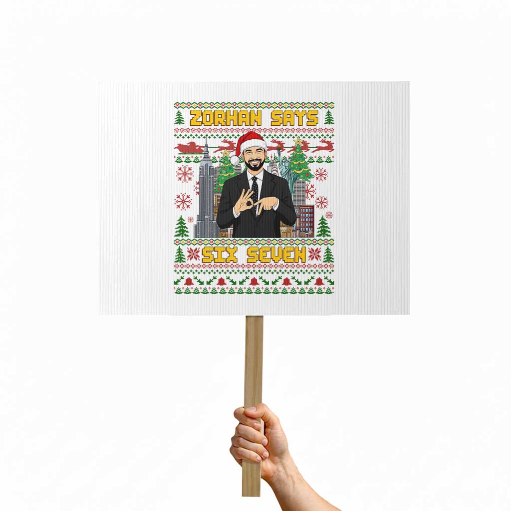 67 Six Seven Zohran Mamdani Christmas Protest Sign Progressive Democrats - Wonder Print Shop