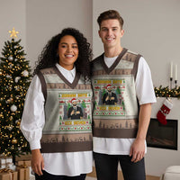 67 Six Seven Zohran Mamdani Xmas V-Neck Knit Sweater Vest Progressive Democrats - Wonder Print Shop