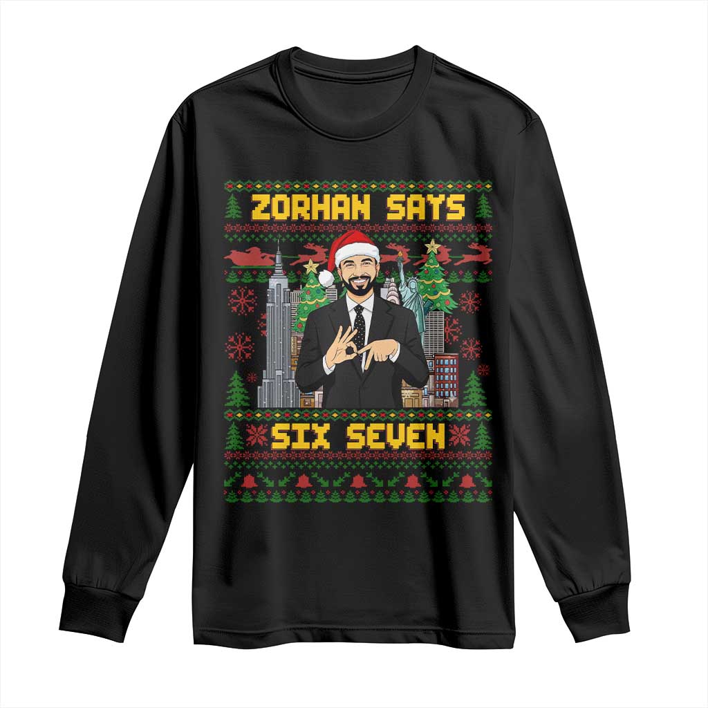 67 Six Seven Zohran Mamdani Christmas Long Sleeve Shirt Progressive Democrats - Wonder Print Shop