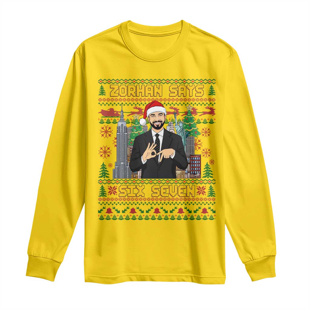 67 Six Seven Zohran Mamdani Christmas Long Sleeve Shirt Progressive Democrats - Wonder Print Shop