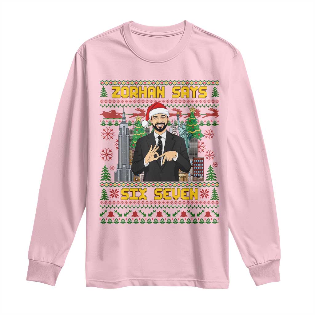 67 Six Seven Zohran Mamdani Christmas Long Sleeve Shirt Progressive Democrats - Wonder Print Shop