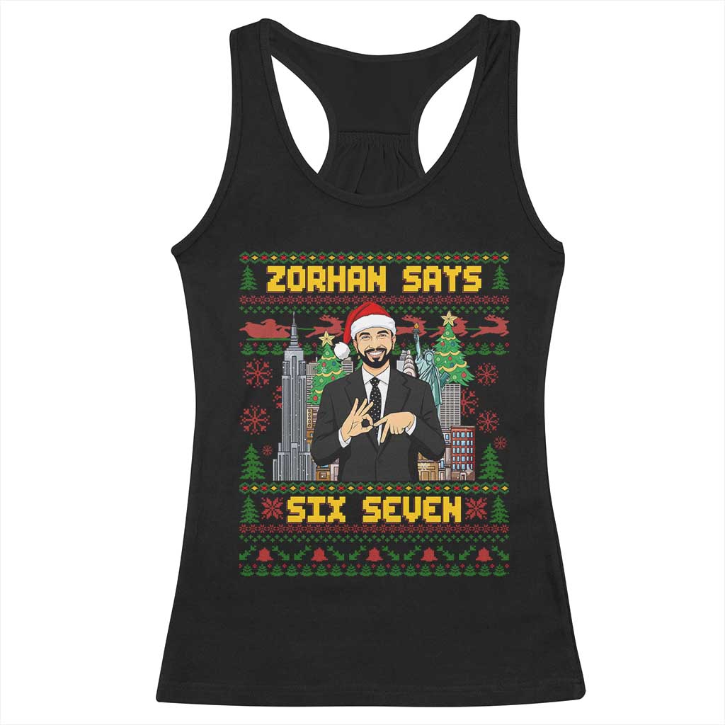 67 Six Seven Zohran Mamdani Christmas Racerback Tank Top Progressive Democrats - Wonder Print Shop
