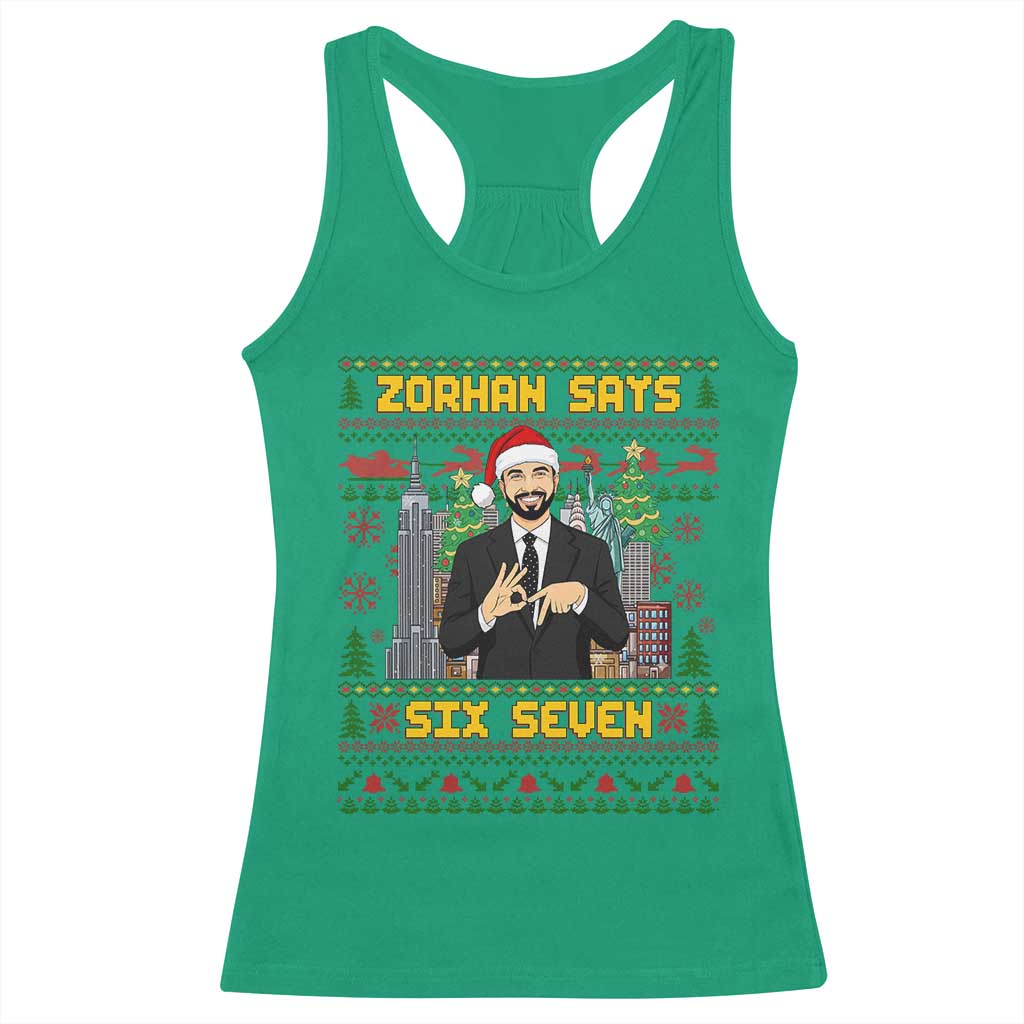 67 Six Seven Zohran Mamdani Christmas Racerback Tank Top Progressive Democrats - Wonder Print Shop