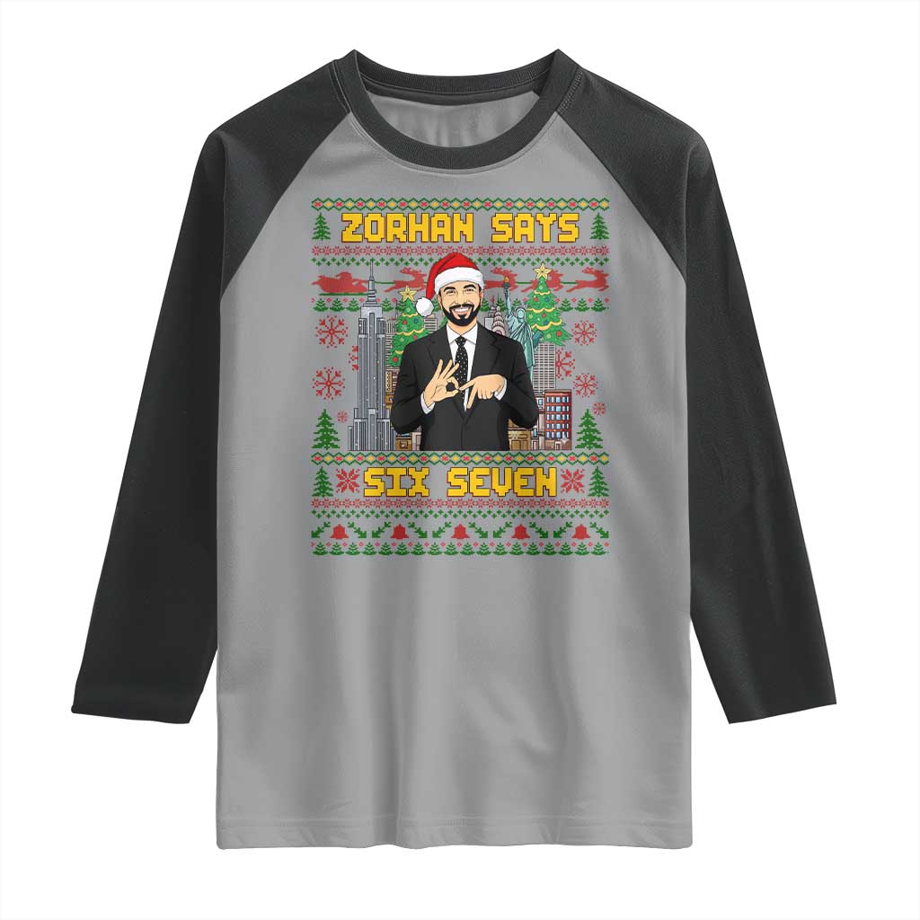 67 Six Seven Zohran Mamdani Christmas Raglan Shirt Progressive Democrats - Wonder Print Shop