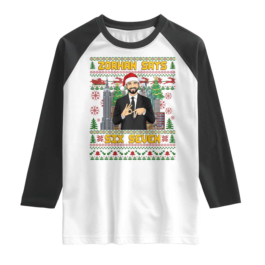 67 Six Seven Zohran Mamdani Christmas Raglan Shirt Progressive Democrats - Wonder Print Shop