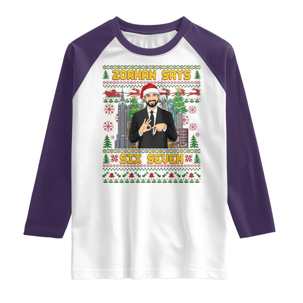 67 Six Seven Zohran Mamdani Christmas Raglan Shirt Progressive Democrats - Wonder Print Shop