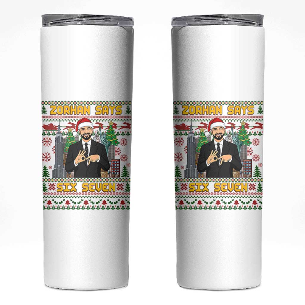67 Six Seven Zohran Mamdani Christmas Skinny Tumbler Progressive Democrats - Wonder Print Shop