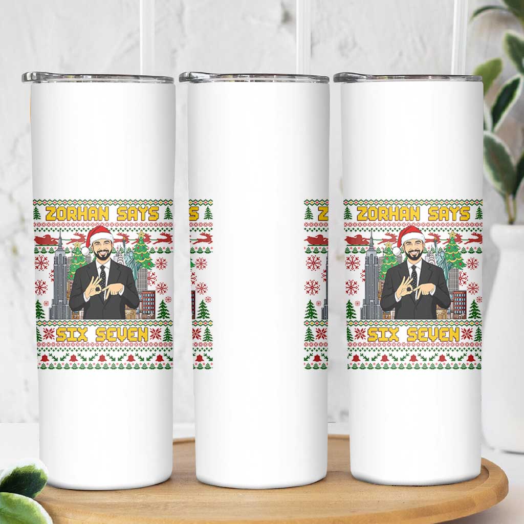 67 Six Seven Zohran Mamdani Christmas Skinny Tumbler Progressive Democrats - Wonder Print Shop