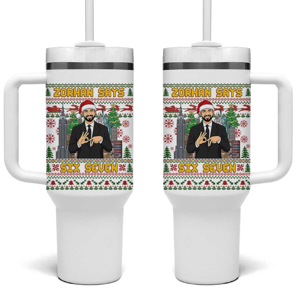 67 Six Seven Zohran Mamdani Christmas Tumbler With Handle Progressive Democrats - Wonder Print Shop