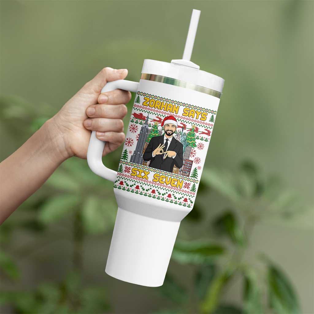 67 Six Seven Zohran Mamdani Christmas Tumbler With Handle Progressive Democrats - Wonder Print Shop