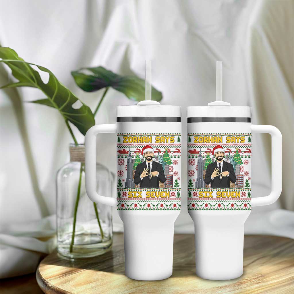 67 Six Seven Zohran Mamdani Christmas Tumbler With Handle Progressive Democrats - Wonder Print Shop