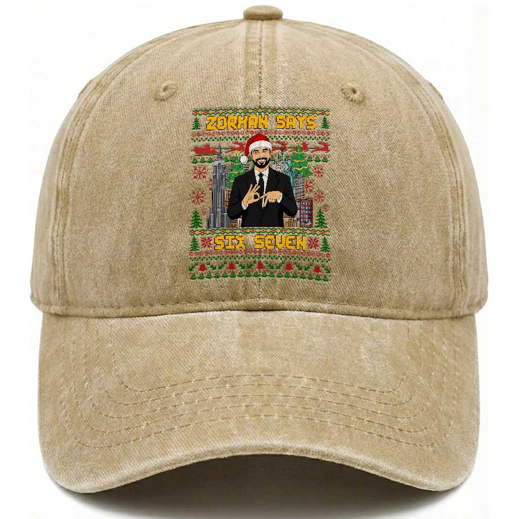 67 Six Seven Zohran Mamdani Christmas Washed Cotton Baseball Cap Progressive Democrats