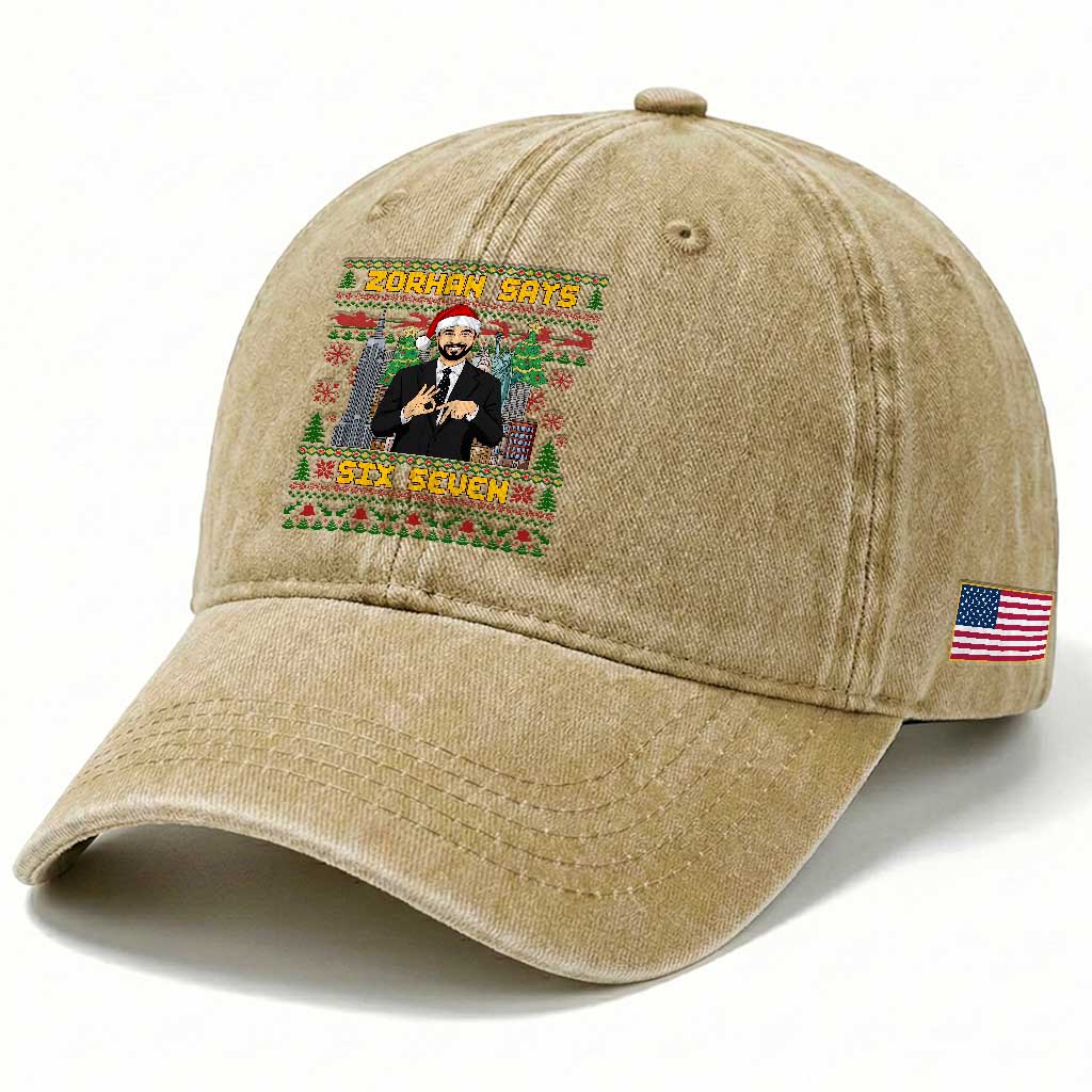 67 Six Seven Zohran Mamdani Christmas Washed Cotton Baseball Cap Progressive Democrats