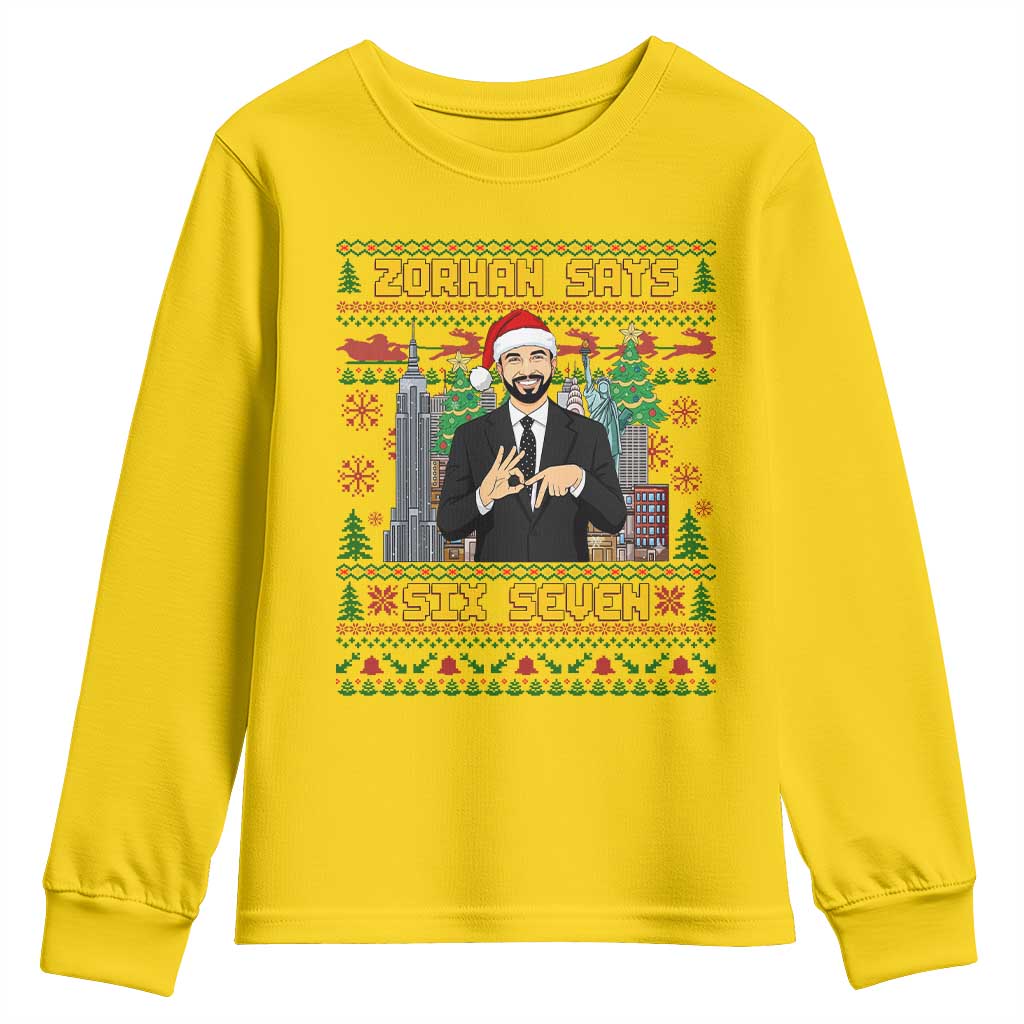 67 Six Seven Zohran Mamdani Christmas Youth Sweatshirt Progressive Democrats - Wonder Print Shop