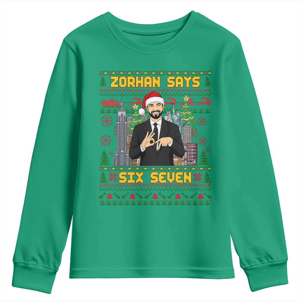 67 Six Seven Zohran Mamdani Christmas Youth Sweatshirt Progressive Democrats - Wonder Print Shop