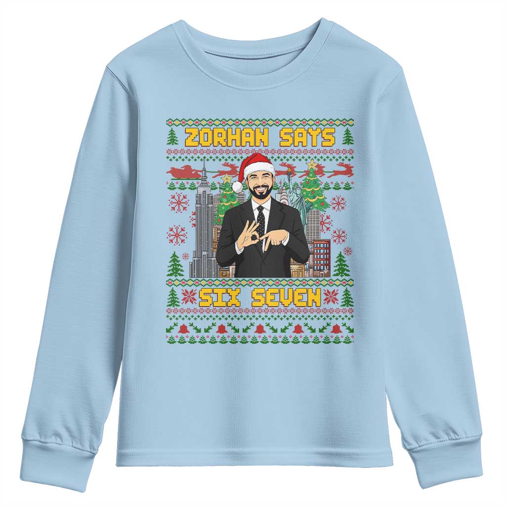 67 Six Seven Zohran Mamdani Christmas Youth Sweatshirt Progressive Democrats - Wonder Print Shop