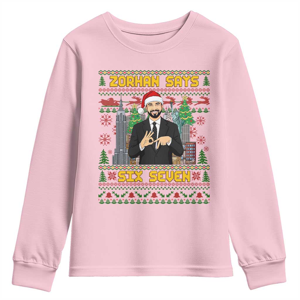 67 Six Seven Zohran Mamdani Christmas Youth Sweatshirt Progressive Democrats - Wonder Print Shop