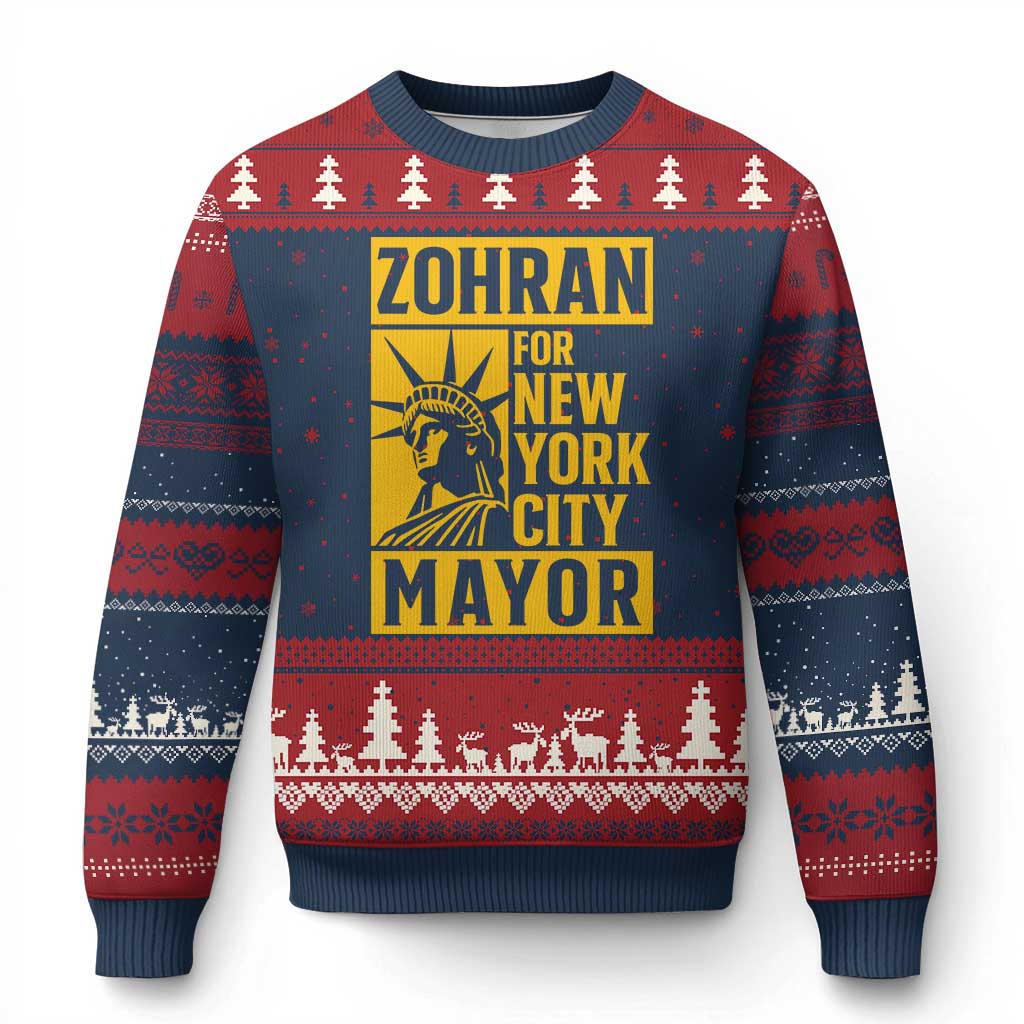 Zohran Mamdani NYC Mayor Ugly Christmas Sweater Funny Cool Trendy Progressive - Wonder Print Shop