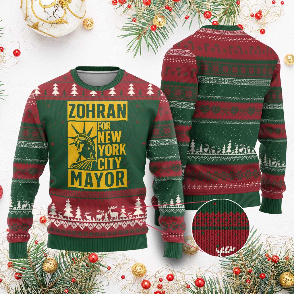 Zohran Mamdani NYC Mayor Ugly Christmas Sweater Funny Cool Trendy Progressive - Wonder Print Shop