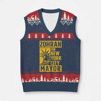Zohran Mamdani NYC Mayor V-Neck Knit Sweater Vest Funny Cool Trendy Progressive - Wonder Print Shop