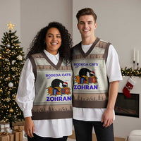 Bodega Cats of New York V-Neck Knit Sweater Vest Funny Cat NYC Xmas - Wonder Print Shop
