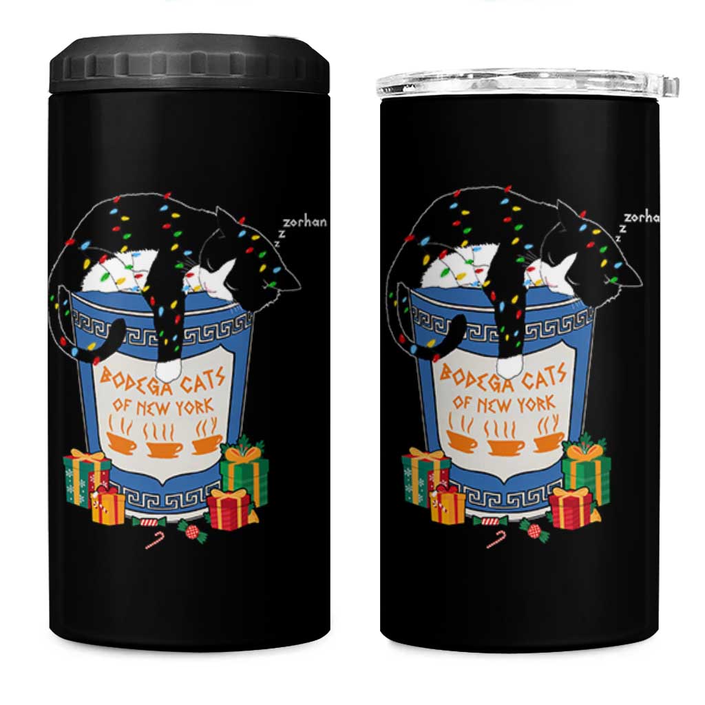 Bodega Cats of New York 4 in 1 Can Cooler Tumbler Funny Democrat Christmas - Wonder Print Shop
