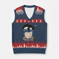 Bodega Cats of New York V-Neck Knit Sweater Vest Funny Democrat Xmas - Wonder Print Shop