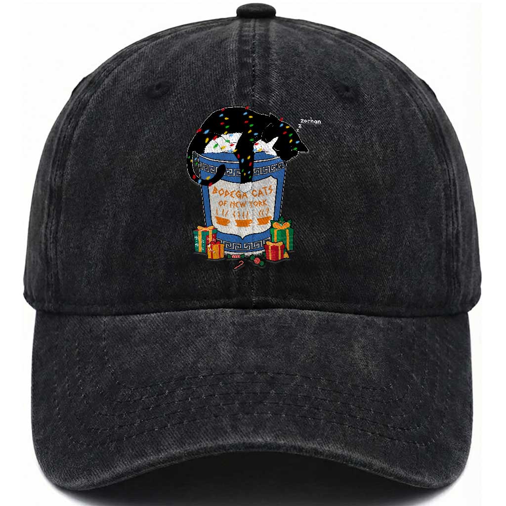 Bodega Cats of New York Washed Cotton Baseball Cap Funny Democrat Christmas