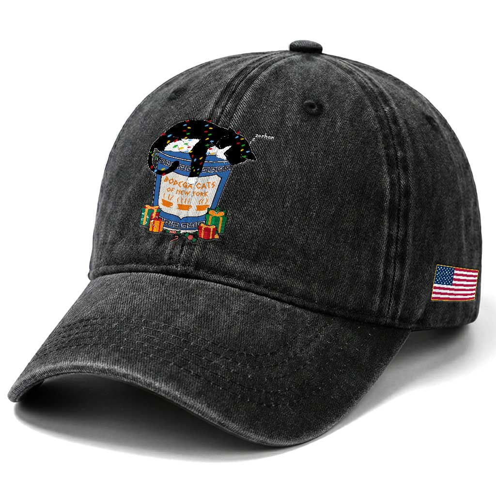 Bodega Cats of New York Washed Cotton Baseball Cap Funny Democrat Christmas