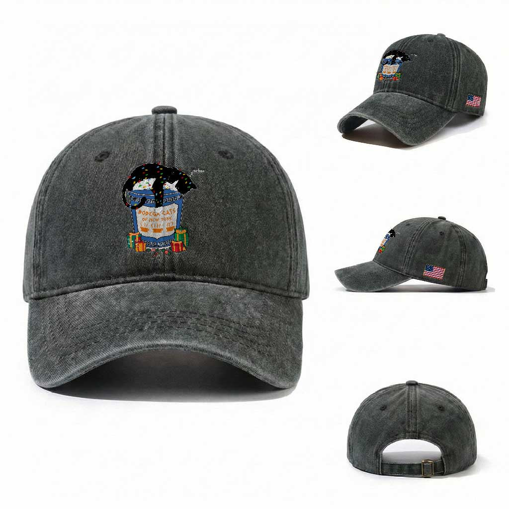 Bodega Cats of New York Washed Cotton Baseball Cap Funny Democrat Christmas