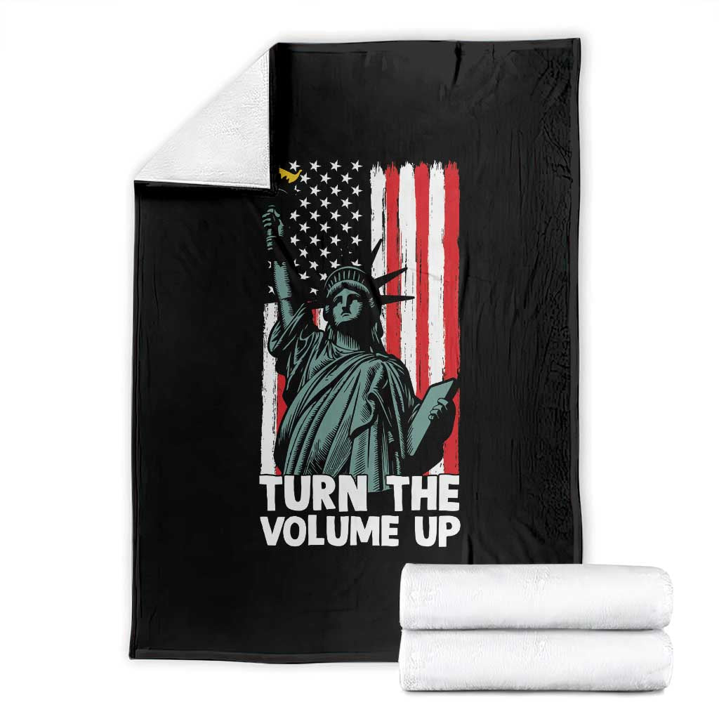 Turn The Volume Up Throw Blanket Statue of Liberty Patriotic American Flag - Wonder Print Shop