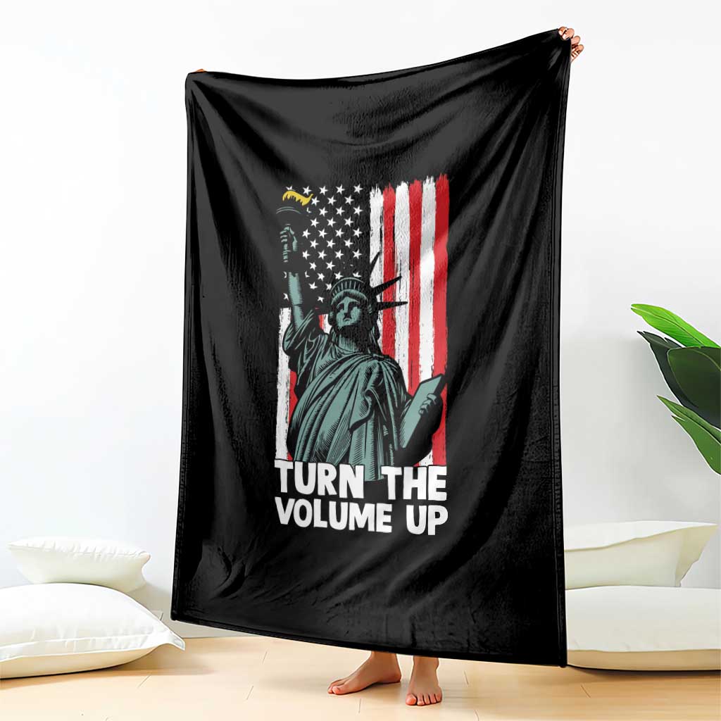 Turn The Volume Up Throw Blanket Statue of Liberty Patriotic American Flag - Wonder Print Shop