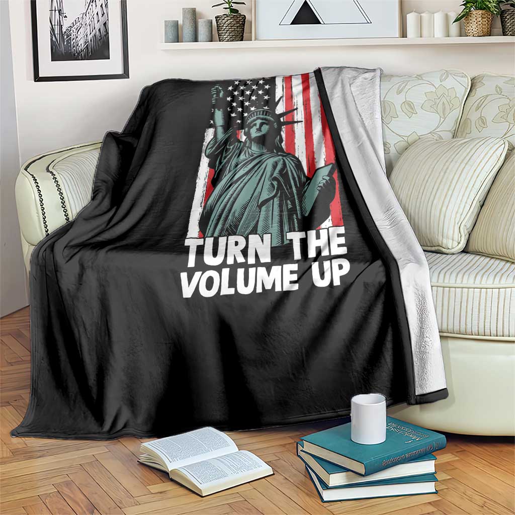 Turn The Volume Up Throw Blanket Statue of Liberty Patriotic American Flag - Wonder Print Shop