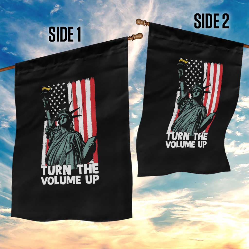 Turn The Volume Up Garden Flag Statue of Liberty Patriotic American Flag - Wonder Print Shop