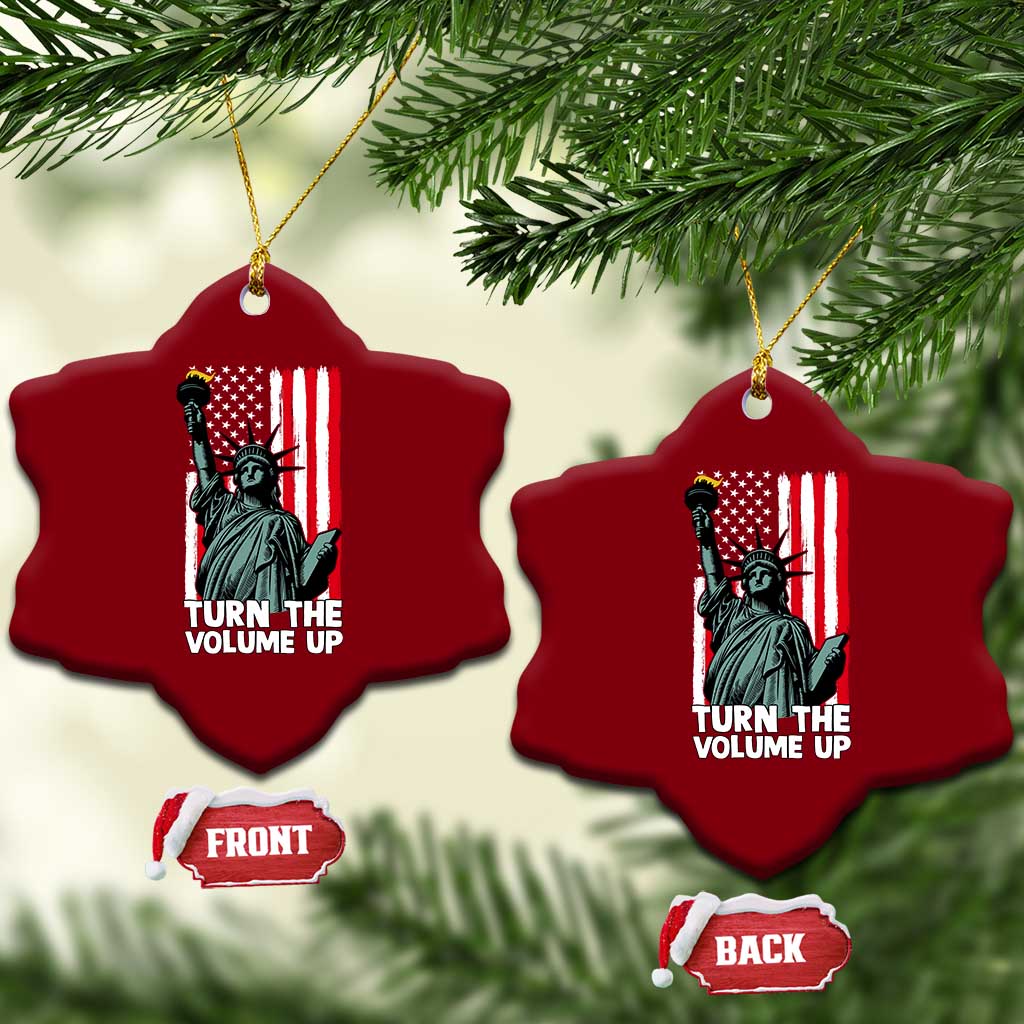 Turn The Volume Up Ceramic Ornament Statue of Liberty Patriotic American Flag - Wonder Print Shop