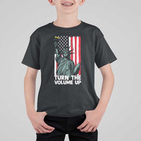 Turn The Volume Up T Shirt For Kid Statue of Liberty Patriotic American Flag - Wonder Print Shop