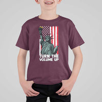 Turn The Volume Up T Shirt For Kid Statue of Liberty Patriotic American Flag - Wonder Print Shop