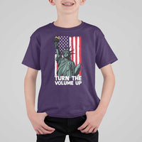 Turn The Volume Up T Shirt For Kid Statue of Liberty Patriotic American Flag - Wonder Print Shop