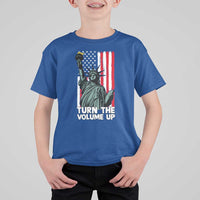 Turn The Volume Up T Shirt For Kid Statue of Liberty Patriotic American Flag - Wonder Print Shop